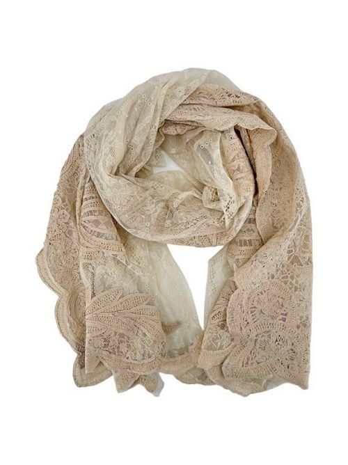 Women's stole in beige shaded lace Gaynor Bongard | IVORYSTUCCO